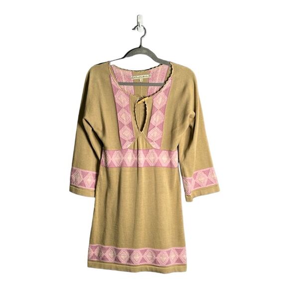 What Goes Around Comes Around Tan and Light Purple Sweater Dress Size Small - Picture 1 of 10